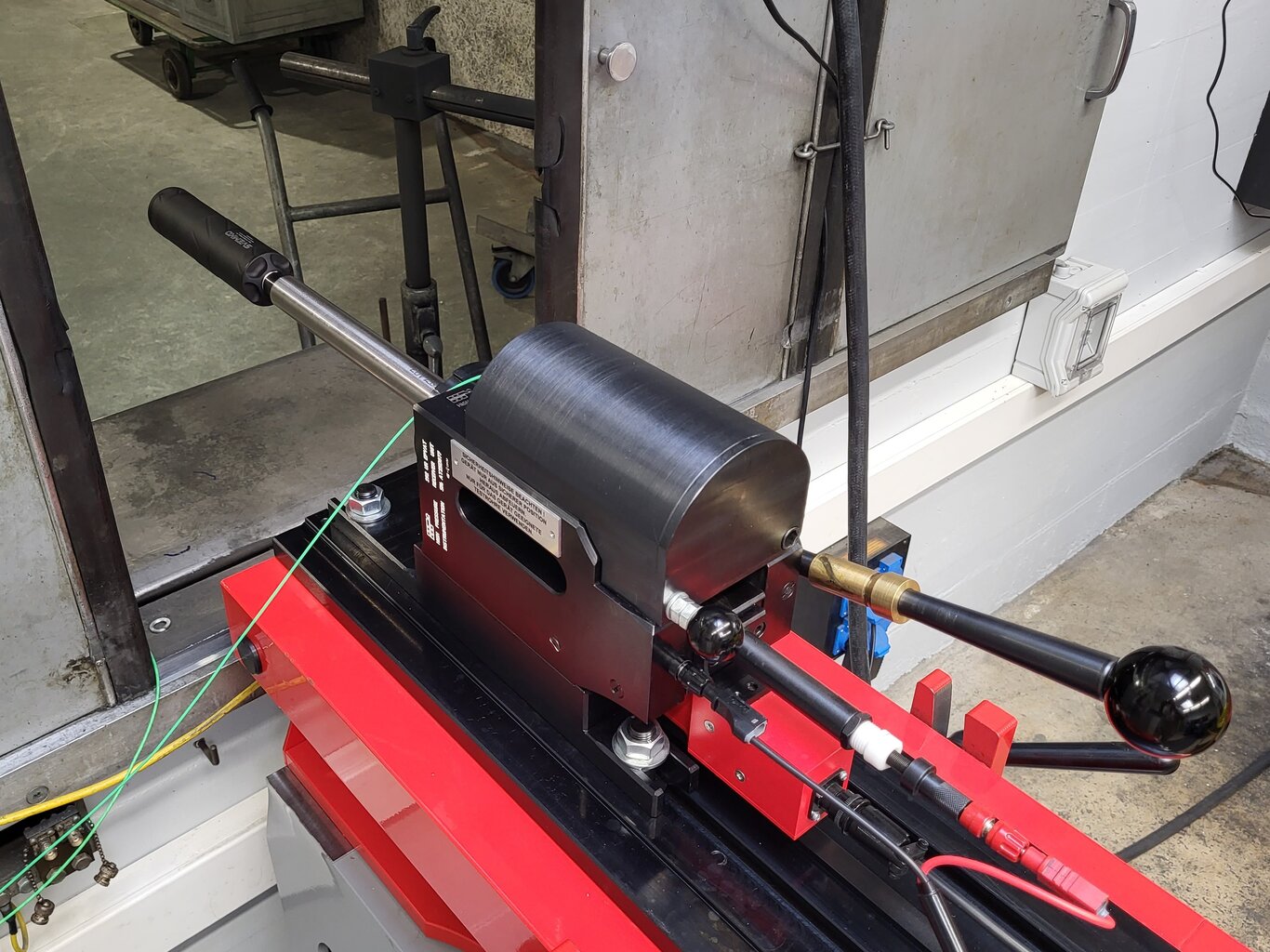 The short .308 Win test barrel with the silencer fitted.
