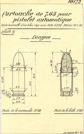 La cartuccia originale 7,65 Long 